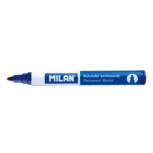 Milan Rotulador Permanente - Punta Redonda 4mm - Tinta a Base de Alcohol - Color Azul · Pack de 12 uds.