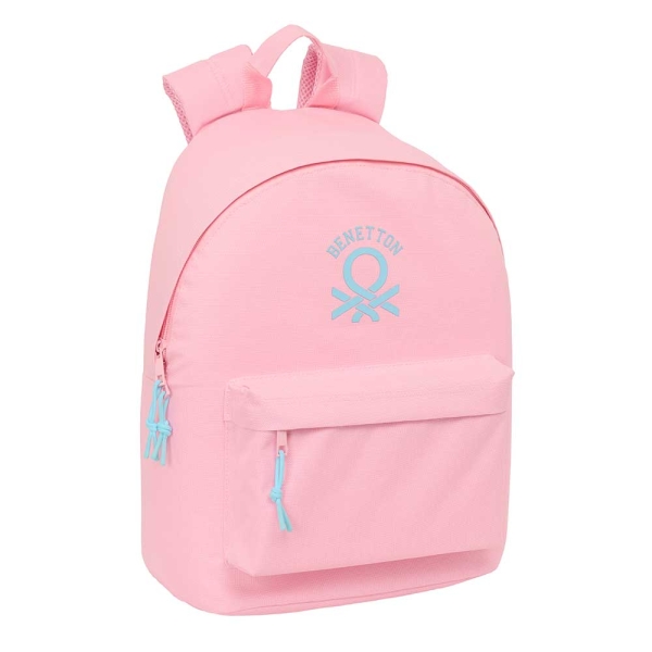 Safta Benetton Basics Mochila para Portatil hasta 14.1" - Bolsillo para Tablet - Bolsillo Trasero - Tirador Doble - Asa Superior - 20L - 310x160x410mm - Color Rosa Pastel