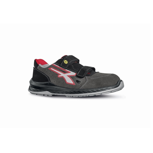 Upower Oslo S ESD Calzado de Seguridad sin Cordones - Talla 35 - Gamuza Suave, Cierre de Velcro, Puntera Airtoe Composite, Antiperforacion, Plantilla Automodelante, Suela Antideslizante - Co