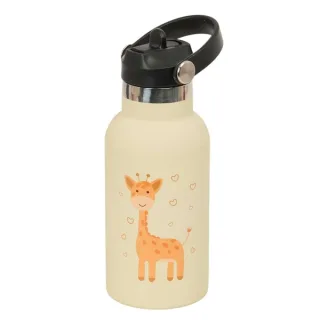 Safta Jirafa Botella Isotermica Infantil - Capacidad 350ml - Tapon Roscado con Valvula - Base de Silicona - Asa Superior - Acero Inoxidable - 12h Caliente - 24h Frio - 19.5x7.3cm - Color Mel