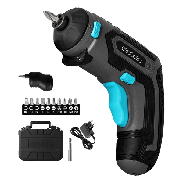 Cecotec PowerGyro 3500 X-treme Set Atornillador Inalambrico - Autonomia hasta 60min - Velocidad 200rpm - Bateria 4V 1.500mAh - sin Cables - Luz LED - Incluye Accesorios - Recargable - Color