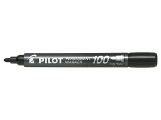 Pilot Rotulador Permanente 100 - Punta Fina de Bala 4,5mm - Trazo 1mm - Color Negro · Pack de 12 uds.