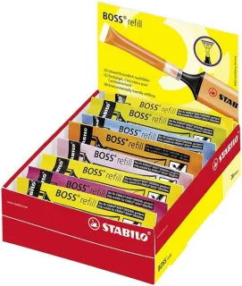 Stabilo Boss 70 Recarga de 3ml para Marcador Fluorescente - Tinta con Base de Agua - Colores Surtidos · Pack de 20 uds.