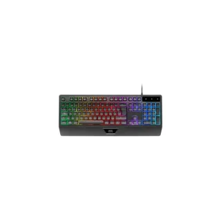 Mars Gaming MK124 Teclado Completo Hibrido H-Mech - Almohadilla Integrada - Disposicion Portuguesa QWERTY PT - Iluminacion FRGB - 450x181x36mm - Color Negro