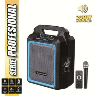 Coolsound Pro 200 Altavoz Autoamplificado Bluetooth 200W 6.5" 60W RMS con Bateria - USB, SD, Entrada Mic. Jack 6.3mm - 1 Microfono Serie Pro Cool - Autonomia hasta 3.5h - Asa de Transporte -
