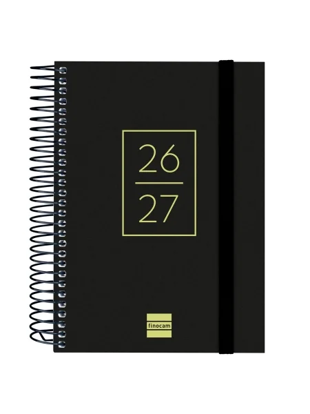 Finocam Secundaria Agenda Escolar 26/27 - 1 Dia por Pagina - Formato 8º - 120x164mm - Tapas de Polipropileno - Papel de 80g/m2 - Espiral Metalica - Esquinas Microperforadas - Color Negro