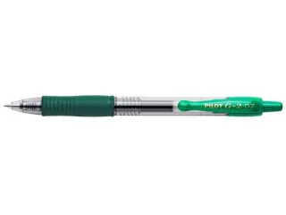 Pilot Boligrafo de Gel G2 Rollerball Retractil - Recargable - Punta de Bola Redonda 0.7mm - Trazo 0.32mm - Grip Ergonomico - Color Verde · Pack de 12 uds.