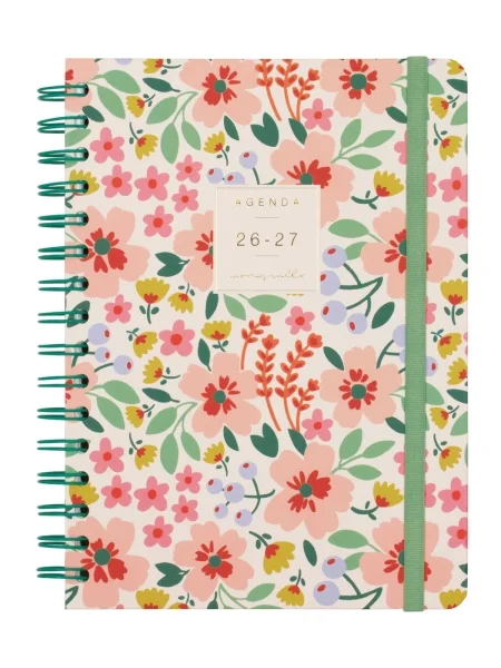 Finocam Moniquilla Agenda Escolar 26/27 - Semana Vista Horizontal - Formato E10 - 155x212mm - Tapa Dura - Papel de 80g/m2 - Espiral Metalica - Multicolor