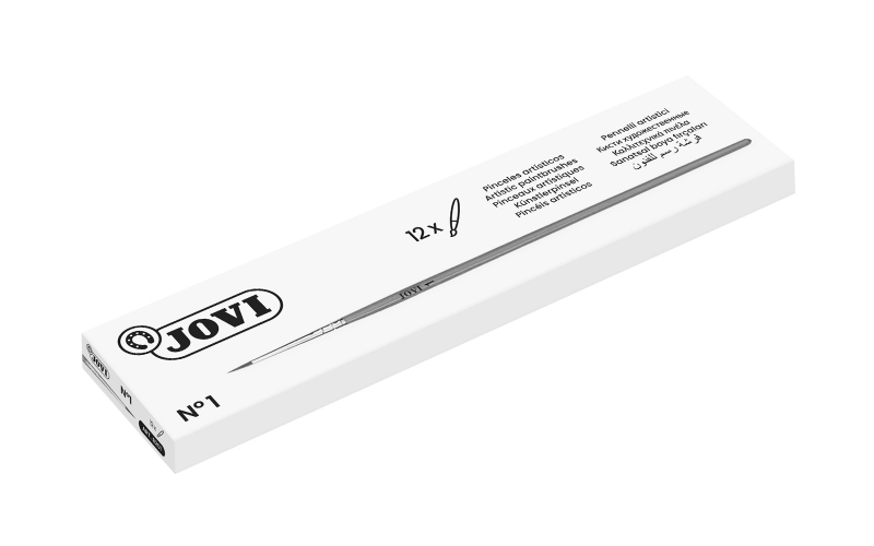 Jovi Pinceles Artisticos Pelo Poney Nº 1 - Pelo Natural - Mango de Madera - Calibre 00 al 12 - Punta Redonda - Pelo Suave - Color Varios · Pack de 12 uds.