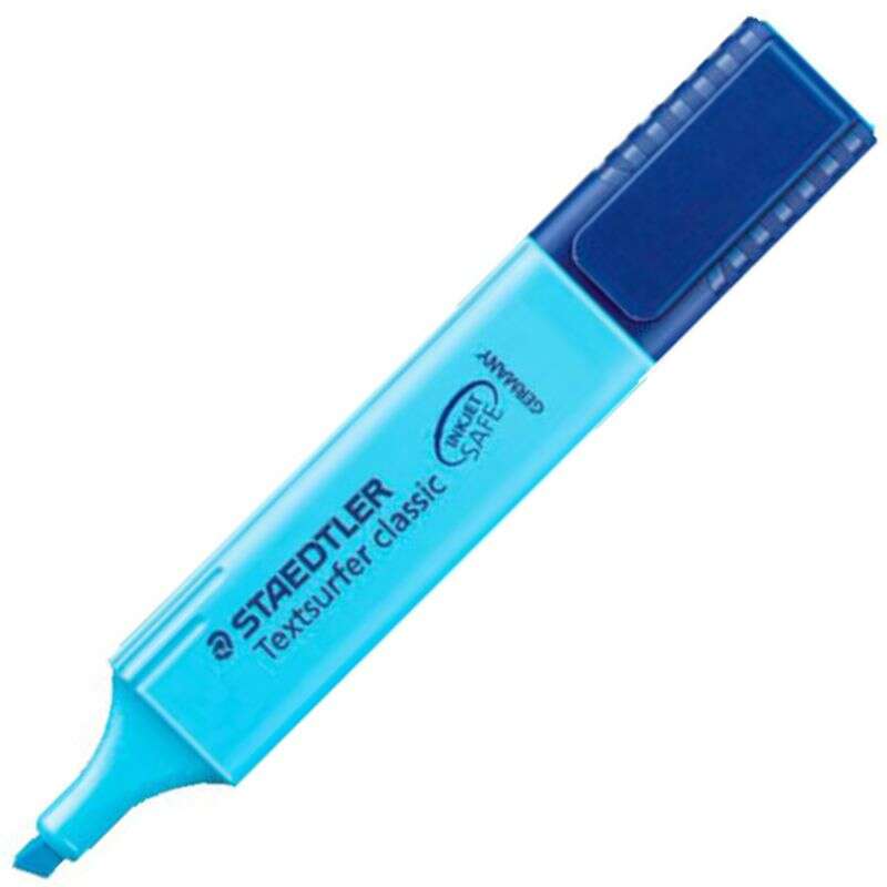 Staedtler Textsurfer Classic 364 Marcador Fluorescente - Punta Biselada - Trazo entre 1 - 5mm - Tinta con Base de Agua - Color Azul · Pack de 10 uds.