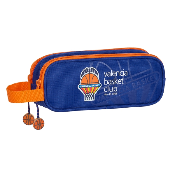 Safta Valencia Basket Portatodo - 2 Compartimentos con Cremalleras - Asa Lateral - 1L - 210x60x80mm - Color Azul Oscuro