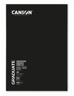 Canson Graduate Dibujo y Esbozo Cuaderno Grapado con 20 Hojas A6 - 140g - Grano Fino - Color Blanco