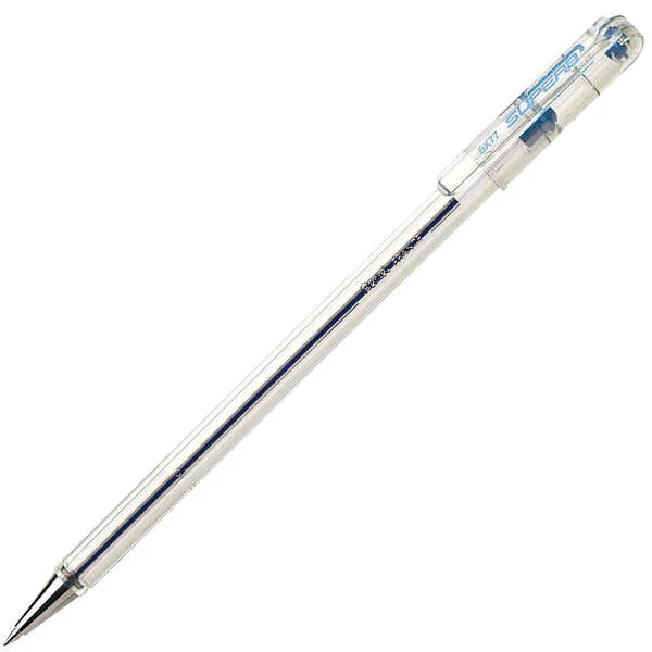 Pentel SuperB Boligrafo de Bola - Punta Fina 0.7mm - Trazo 0.35mm - Tinta con Base de Aceite - Color Azul · Pack de 12 uds.