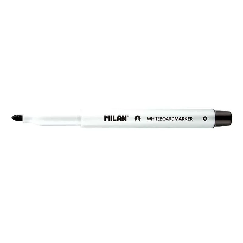 Milan Rotuladores para Pizarra Blanca con Punta Redonda - Punta 3.7 mm - Tinta a Base de Alcohol - Borrable en Seco - Color Negro · Pack de 12 uds.