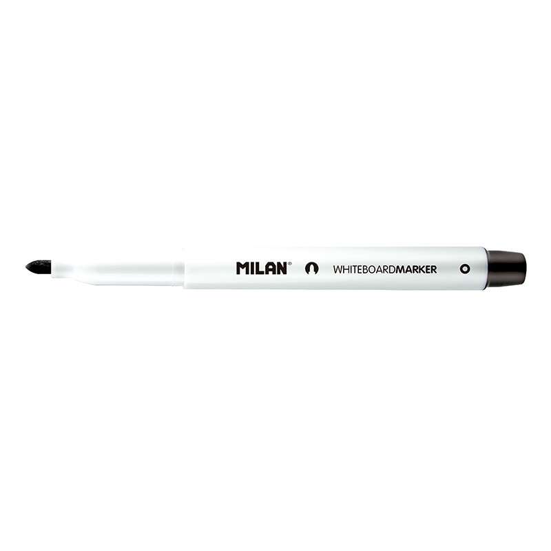 Milan Rotuladores para Pizarra Blanca con Punta Redonda - Punta 3.7 mm - Tinta a Base de Alcohol - Borrable en Seco - Color Negro · Pack de 12 uds.