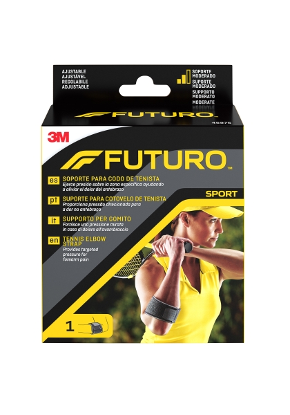 Futuro Sport Soporte Codo de Tenista - Ajustable (17.8 - 35.6cm) - Transpirable - Aisla la Humedad - Color Negro