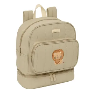 Safta Leon Mochila Guarderia - Isotermica - Tarjeta de Identificacion - Asa Superior - Compatible con Carro - 7.25L - 220x100x270mm - Color Arena