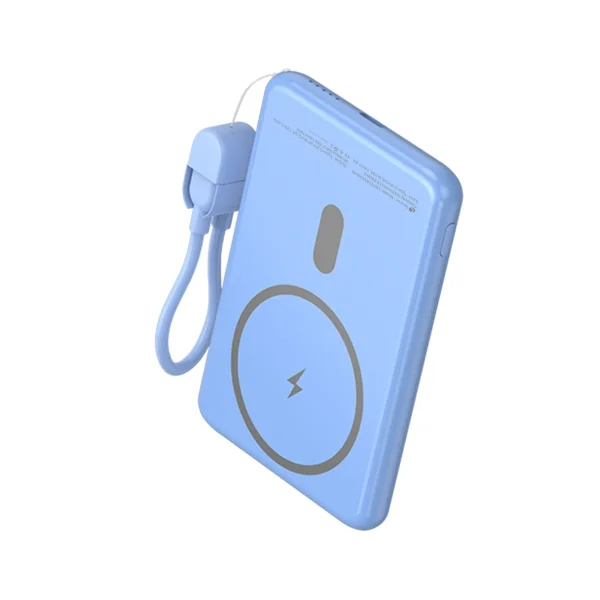 Leotec Powerbank Inalambrico 5.000 mAh - PD 20W - Qi 15W - Color Azul