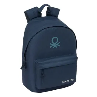 Safta Benetton Basics Antracita Mochila para Portatil hasta 14.1" - Interior Acolchado - Bolsillo para Tablet - Tirador Doble - Ergonomica - Asa Forrada - 20L - 310x160x410mm - Color Azul Ma