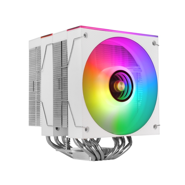 Mars Gaming MCPU-X26 Disipador CPU - Potencia TDP hasta 350W - 6 Tubos - Silencioso - 2 Ventiladores PWM de 120mm - 2600rpm - Iluminacion ARGB - 122x122x158mm - Color Blanco