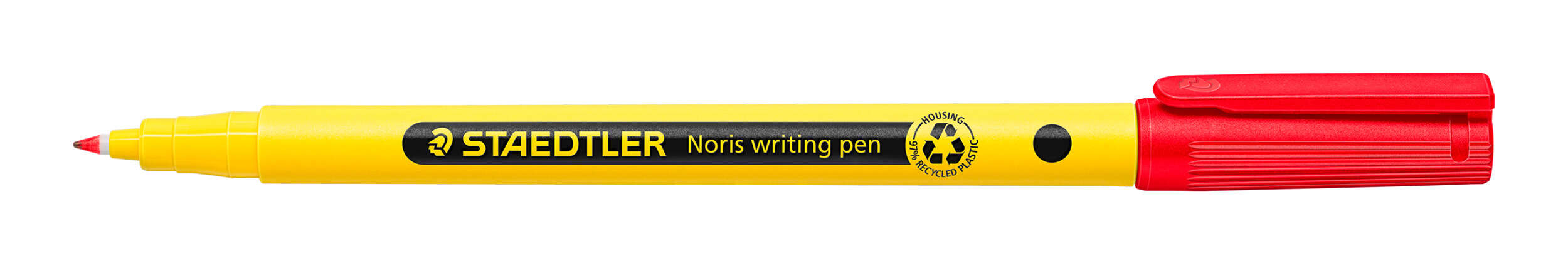 Staedtler 307 Noris Writing Pen Rotulador de Punta Fina - Trazo 0.6mm Aprox - Tinta Base de Agua - Cuerpo Fabricado en un 97% de Plastico Reciclado - Color Rojo · Pack de 10 uds.