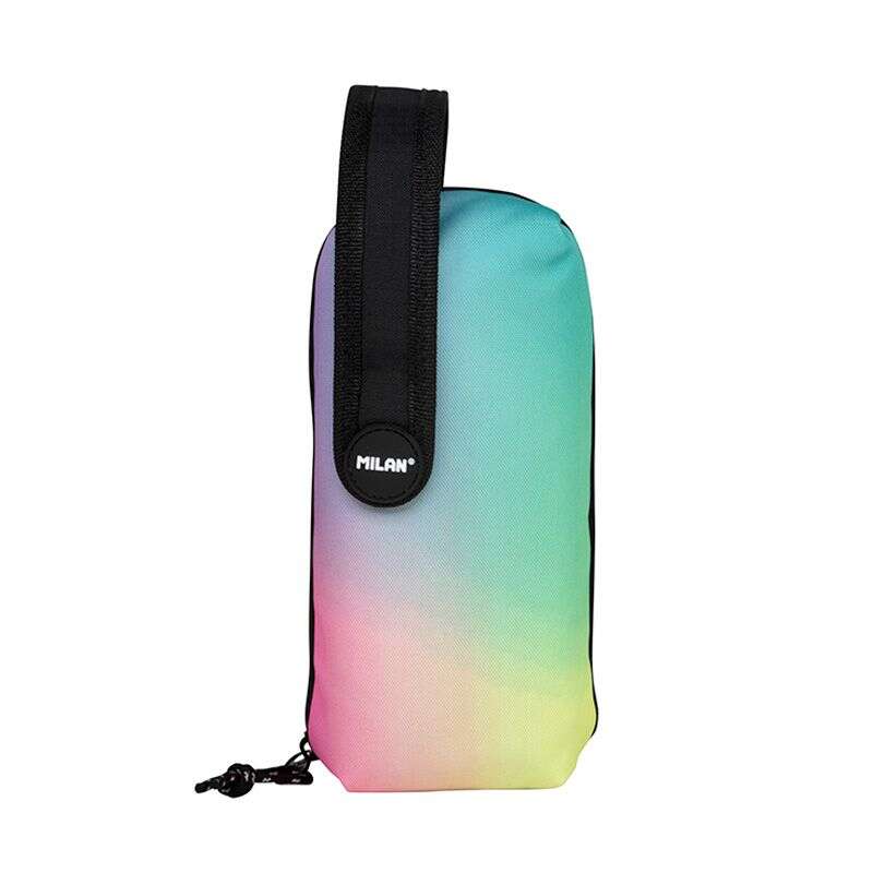 Milan Sunset Black Pack de 4 Estuches Portatodo con Contenido de Serie - Contenido: Goma de Borrar, 2 Sacapuntas, Lapiz de Grafito HB, 3 Boligrafos Capsule, Regla de 15cm, 12 Lapices de Colo
