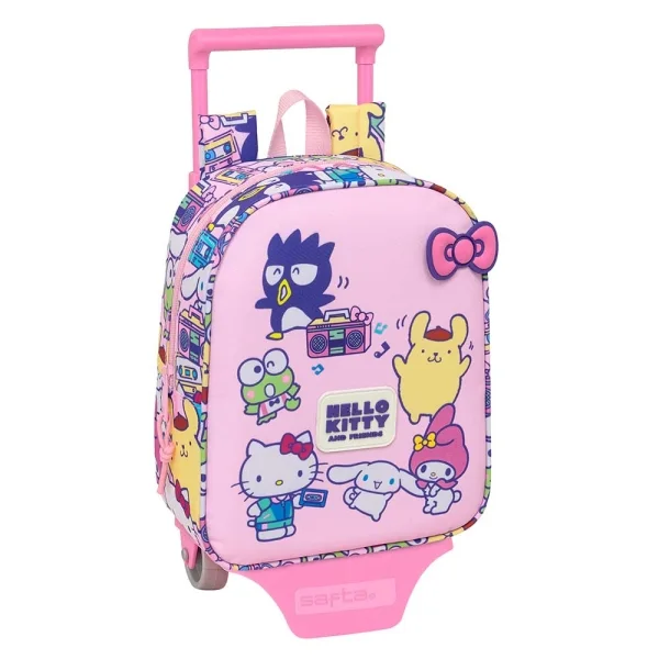 Safta Hello Kitty and Friends Mochila con Carro - Extraible - 6L - Tarjeta de Identificacion Personal - Asa de Mano - 22x27x10cm - Color Rosa