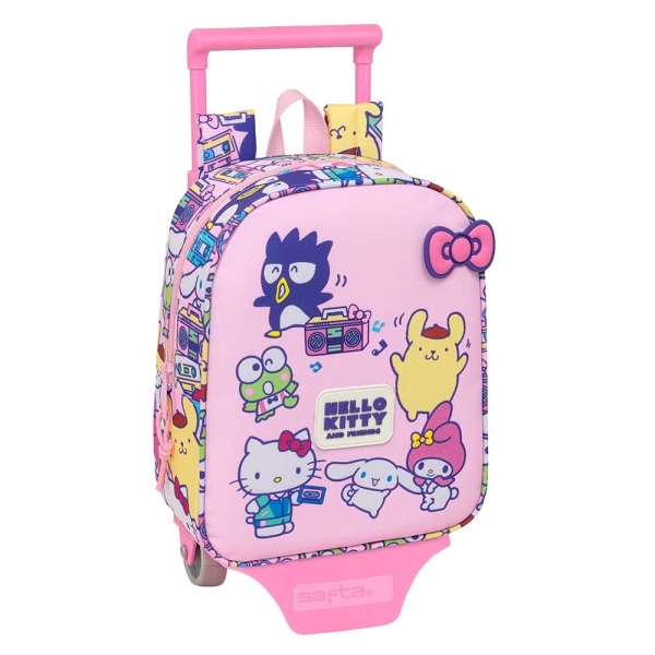Safta Hello Kitty and Friends Mochila con Carro - Extraible - 6L - Tarjeta de Identificacion Personal - Asa de Mano - 22x27x10cm - Color Rosa