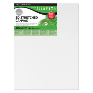 Daler Rowney Simply Bastidor Entelado 3D - 30x40cm - Imprimacion Triple - Grano Medio - 100% Algodon sin Acido - 250g - Color Blanco