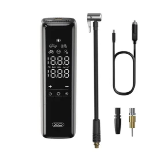 XO CZ017 Inflador de Aire Portatil - Pantalla LCD - 3 Bocas - 12V - Color Negro