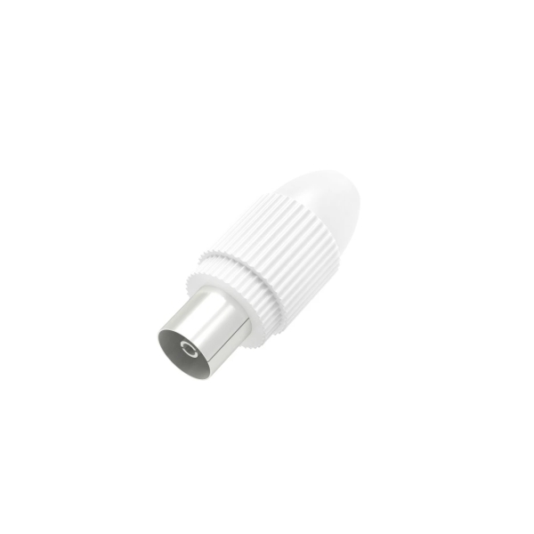 Hama Essential Conector Coaxial Hembra - Apto para Cables entre 5 y 7mm - Fijacion con Pinza - Color Blanco