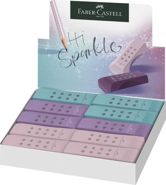 Faber-Castell Sparkle RollOn Goma de Borrar - Libre de PVC - Bajo Residuo - Colores Surtidos · Pack de 20 uds.