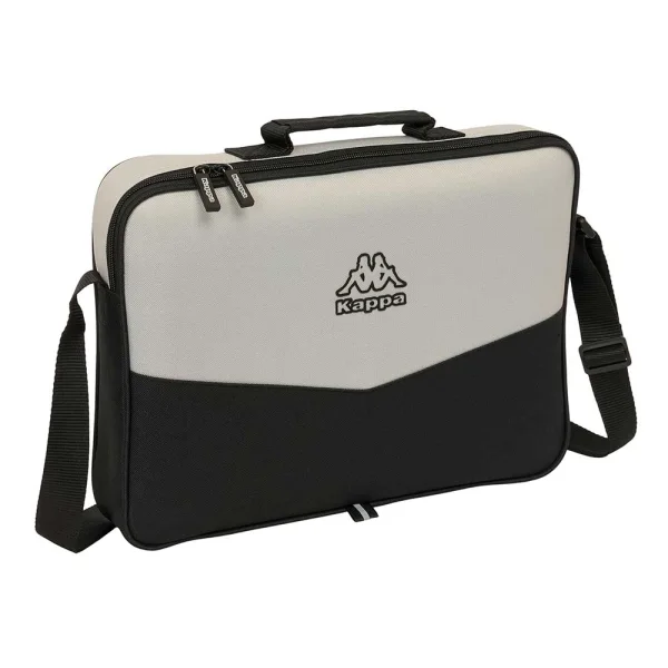 Safta Kappa Grey Maletin con Cremallera - Bandolera Ajustable - Asa Forrada - Doble Tirador - Fondo Semirigido - 6L - 380x60x280mm - Color Negro y Gris