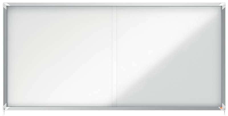 Nobo Vitrina Interior para 27 Hojas A4 con Superficie Magnetica y Puerta Deslizante - 997x2072x54mm - Marco de Aluminio - Puertas de Cristal de Seguridad - Cerradura y Llaves Incluidas - Col