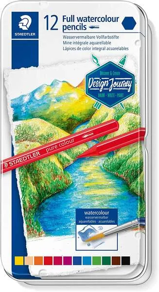 Staedtler 146 10G Pack de 12 Lapices de Colores Acuarelables - Sin Madera - Colores Surtidos