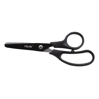 Milan Basic Colours Tijeras de 13.4cm - Mango Ergonomico - Punta Redondeada - Hoja de Acero Inoxidable - Color Negro · Pack de 10 uds.