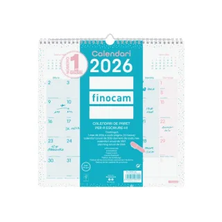 Finocam Chic Calendario de Pared en Catalan - Anual 2026 - 300x5x310mm - Espacio para Escribir - Color Turquesa