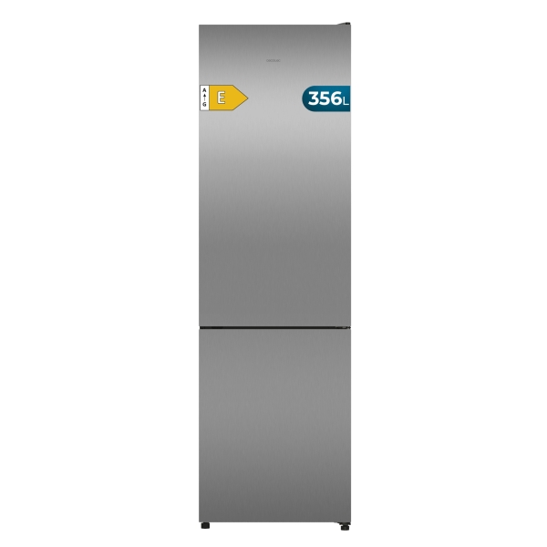 Cecotec Bolero CoolMarket Combi 356i Inox E Frigorifico Combi - Luz LED - Modo Vacaciones - Acero Inoxidable - Total Nofrost - Frio Envolvente - Cajon Humedad Regulable - 59.5x200cm - Color Acero