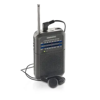 Daewoo DW1008 Radio Portatil AM/FM - Antena Telescopica y Sintonizacion Analogica Precisa - Altavoz Integrado - Salida Auriculares Jack 3.5mm - Compacto y Ligero para Uso Diario - Color Gris