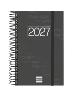 Finocam Espiral Basics Year Agenda - Anual 2027 - 1 Dia por Pagina - Formato E5 - 117x181mm - Espiral - Tapa de Polipropileno - Esquinas Microperforadas - Papel de 70g/m2 - Color Negro