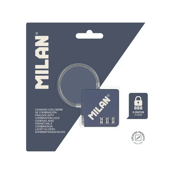 Milan Serie 430 Candado con Cierre de Combinacion - 3 Digitos - Metalico - Color Azul