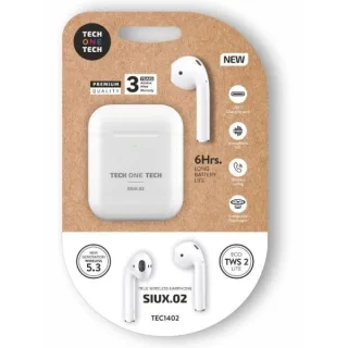 TechOneTech SIUX.02 Auriculares Inalambricos Bluetooth TWS - Hasta 20h de Reproduccion - IPX5 - Color Blanco