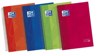 Oxford Europeanbook 5 Cuaderno Espiral Formato A4+ Horizontal 1 Linea - 120 Hojas - Tapa Extradura acabado Brillante - 5 Bandas de Color - Colores Surtidos · Pack de 5 uds.