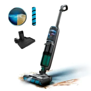 Cecotec FreeGo Wash and Vacuum Spray Fregona Electrica - 250W - Funcion Aspirador - Autonomia 35min - Pantalla Digital - Sistema Autolimpieza - Depositos Separados - Color Negro y Azul