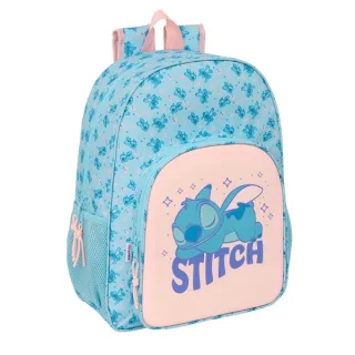 Safta Stitch Ohana Mochila Adaptable a Carro - Portabotellas - Tirador Doble - Hombreras Ergonomicas Acolchadas - Bolsillo Frontal - Asa de Mano Superior - 19L - 330x140x420mm - Color Azul C