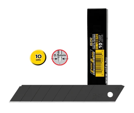 Olfa Pack de 10 Cuchillas de Respuesto Negras para Cutters Olfa - 8 Segmentos - Ancho 18mm