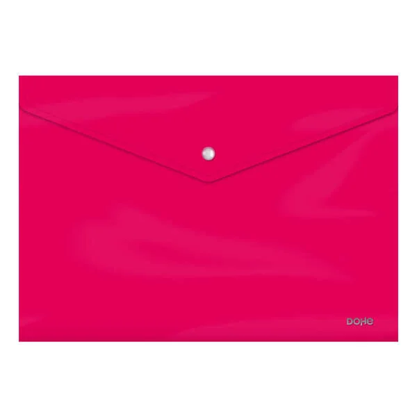 Dohe Sobre Portadocumentos Folio - Cierre de Broche - Polipropileno Cristal Opaco 200 Micras - Color Fucsia