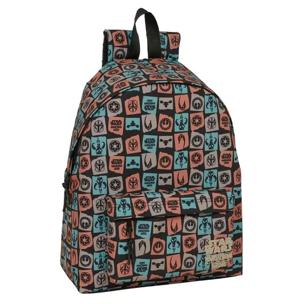 Safta Mandalorian and Grogu Mochila - Bolsillo Frontal - Espalda Acolchada - Hombreras Ergonomicas - Cremallera con Doble Tirador - Asa de Mano - 33x42x15cm - Color Negro