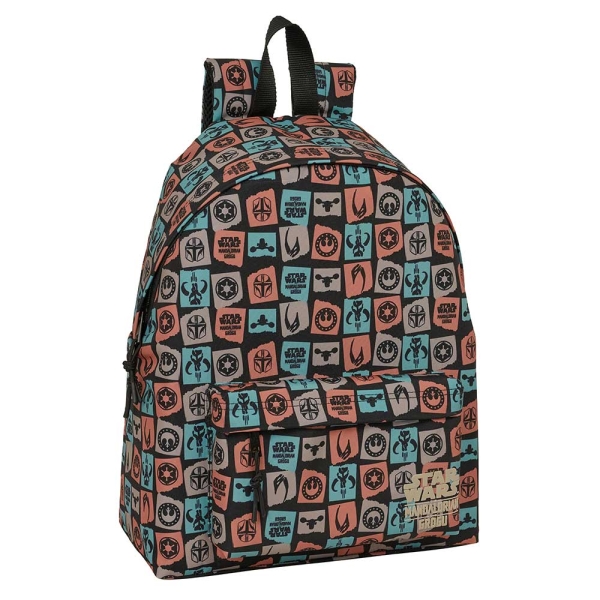Safta Mandalorian and Grogu Mochila - Bolsillo Frontal - Espalda Acolchada - Hombreras Ergonomicas - Cremallera con Doble Tirador - Asa de Mano - 33x42x15cm - Color Negro