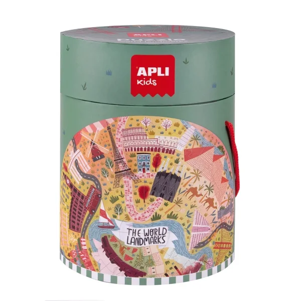Apli Puzzle Circular Monumentos de 48 Piezas - Tamaño Ø50cm - Poster para Facilitar Montaje - Recomendado para Niños a partir de 5 Años